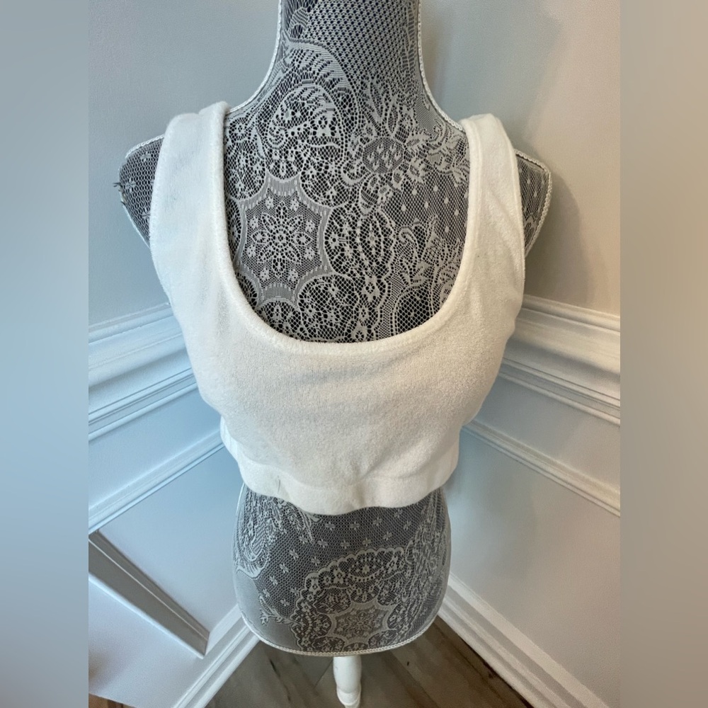 Zara Womens White Terry Crop Bralette Size L perfect like new